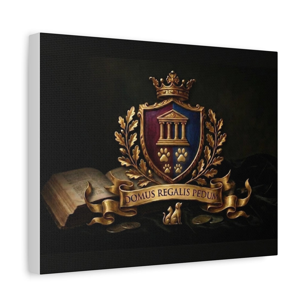 Regal Coat of Arms Canvas Print — 'Domus Regalis Pedum' Matte Stretched Wall Art