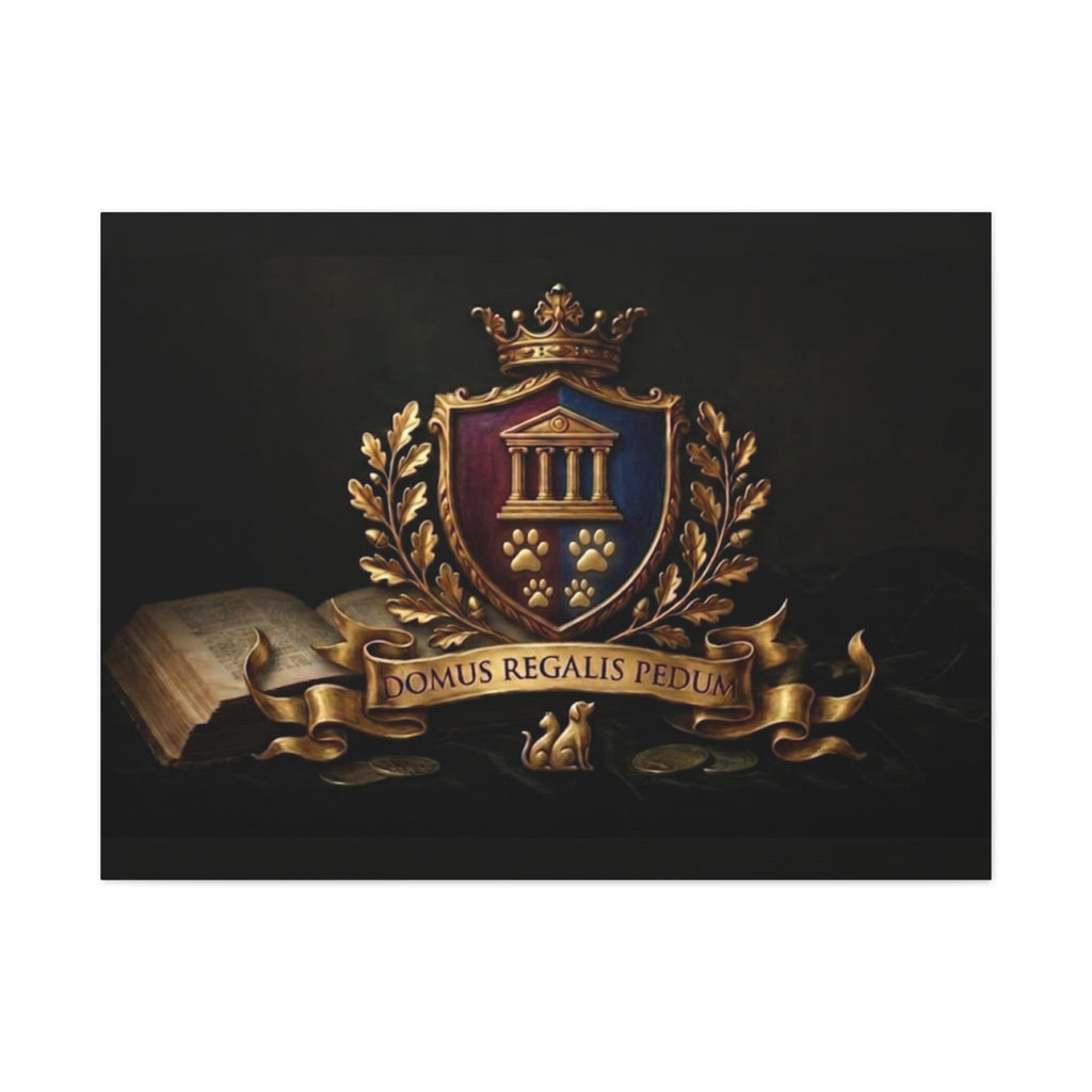 Regal Coat of Arms Canvas Print — 'Domus Regalis Pedum' Matte Stretched Wall Art