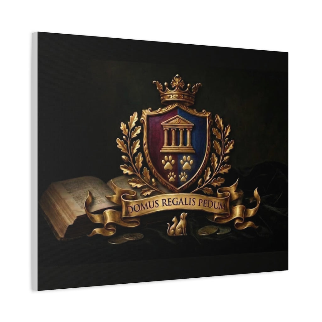 Regal Coat of Arms Canvas Print — 'Domus Regalis Pedum' Matte Stretched Wall Art