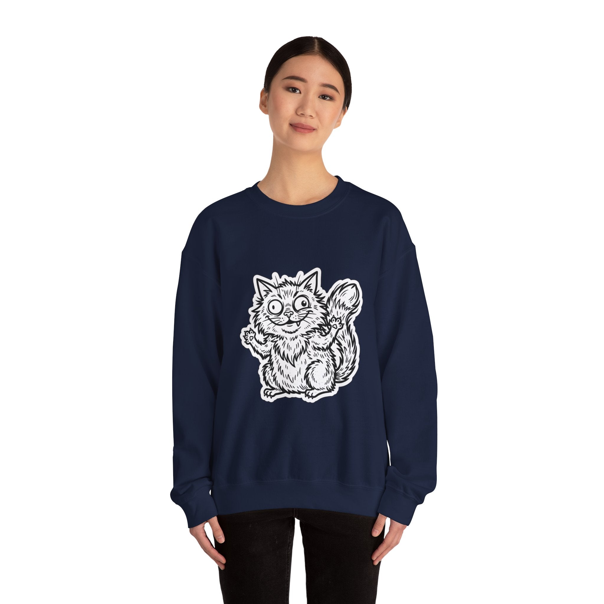 Chaotic Cute Feral Cat Crewneck Sweatshirt