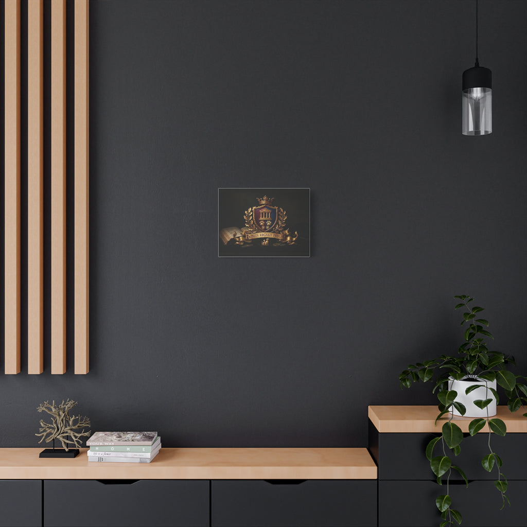 Regal Coat of Arms Canvas Print — 'Domus Regalis Pedum' Matte Stretched Wall Art
