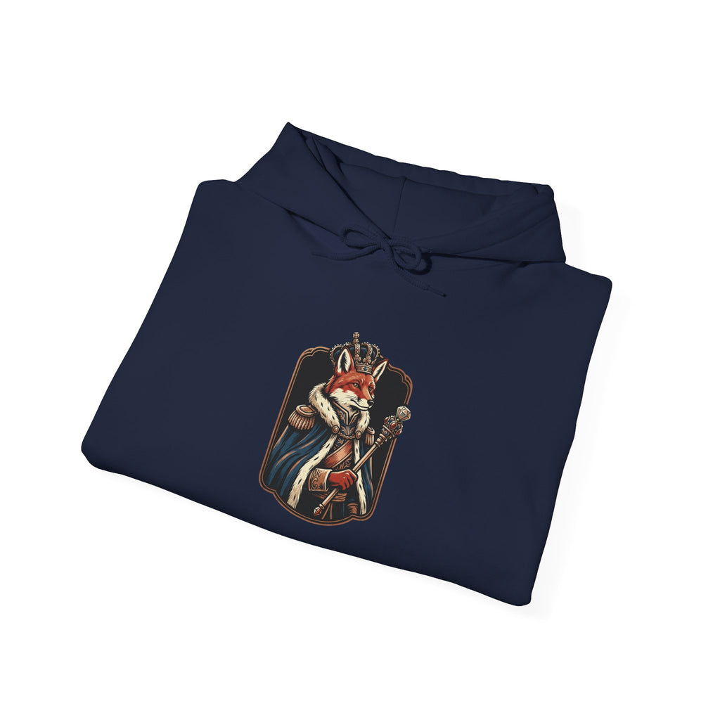 Feral Era Royal Fox Hoodie featuring a vintage-print Royal Fox design on a navy background.