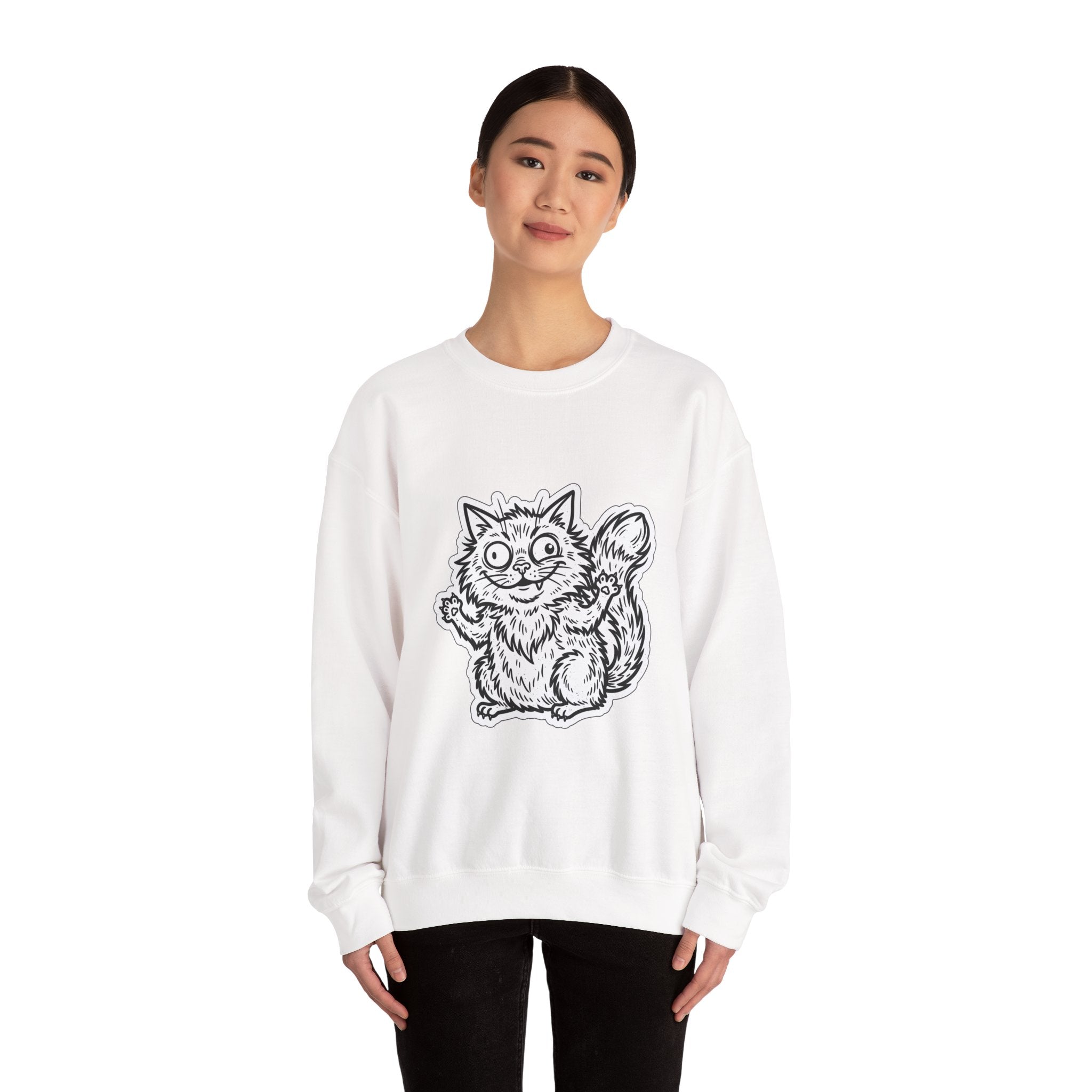 Chaotic Cute Feral Cat Crewneck Sweatshirt