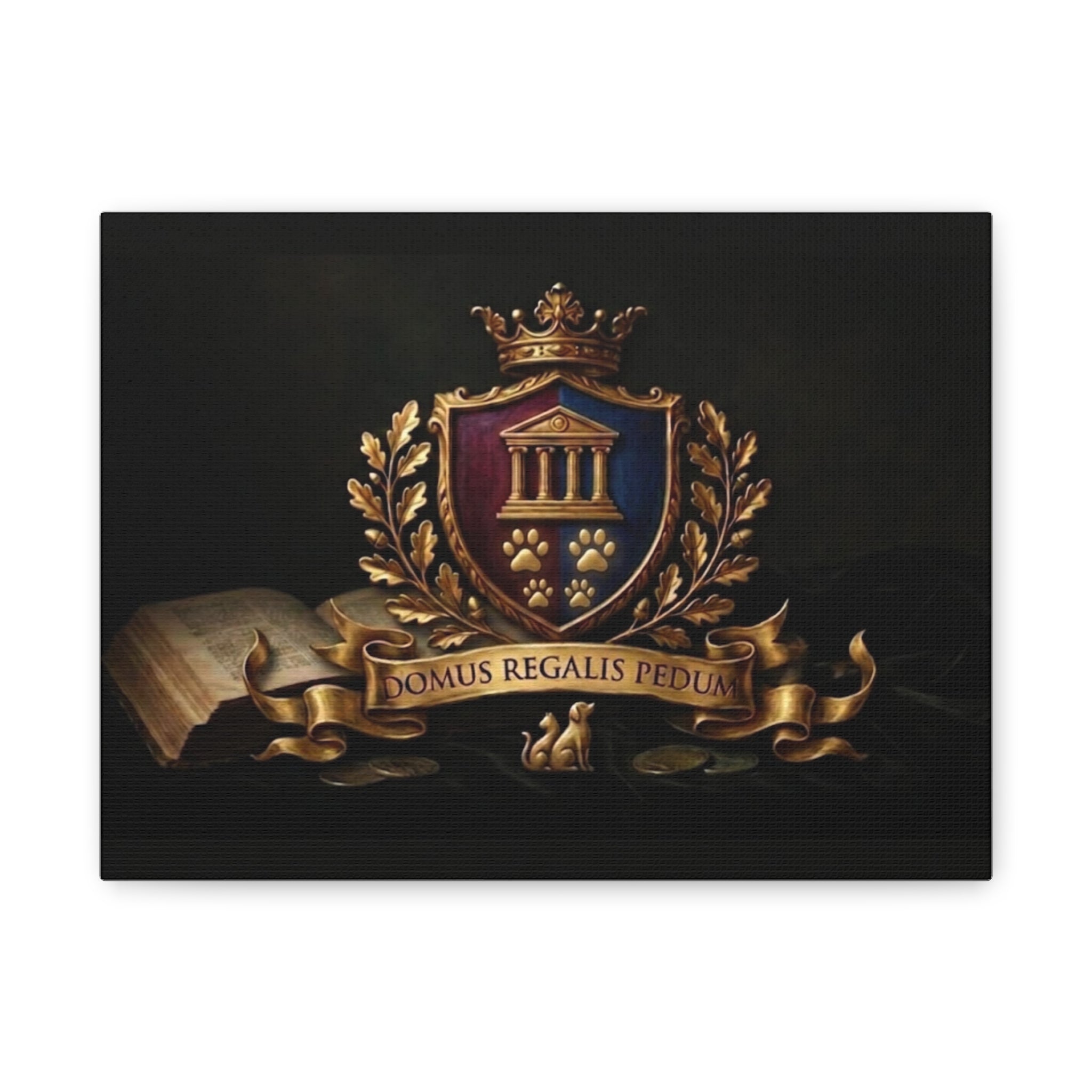 Regal Coat of Arms Canvas Print — 'Domus Regalis Pedum' Matte Stretched Wall Art