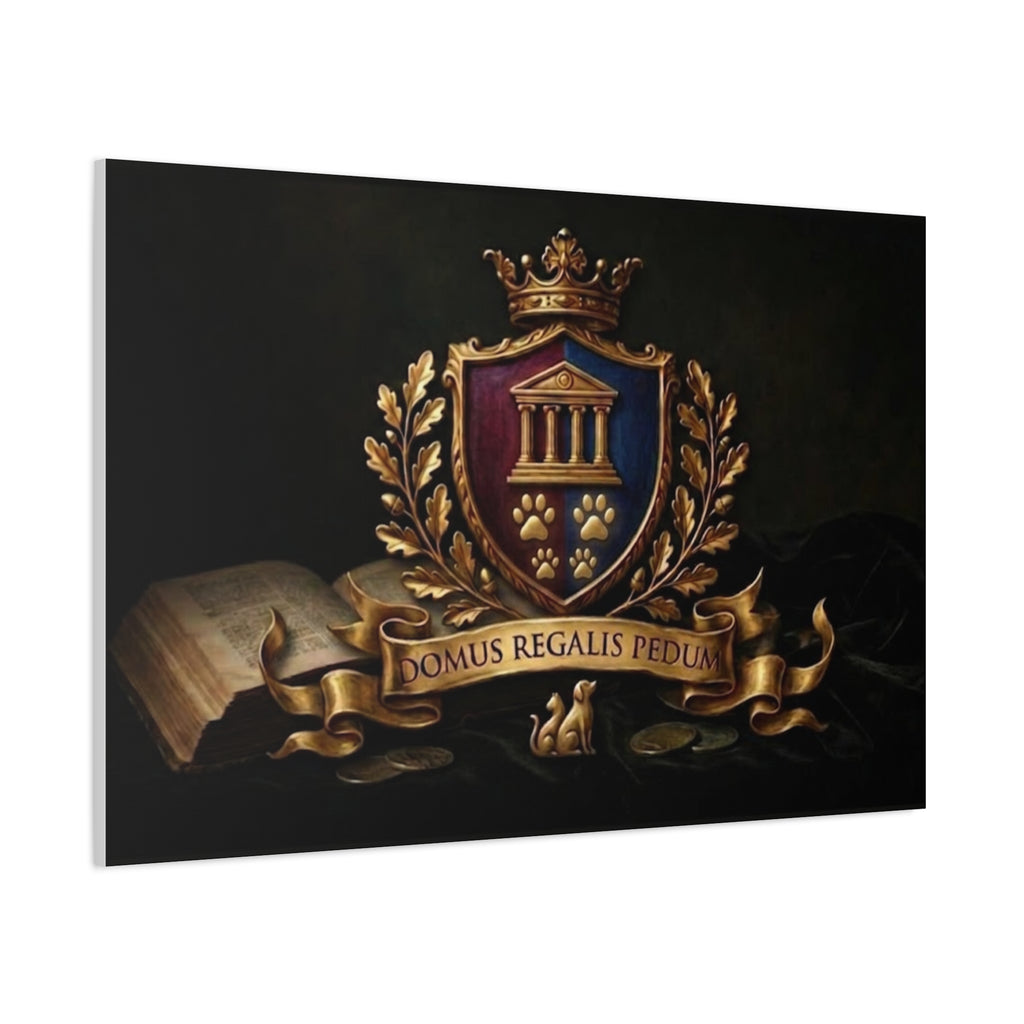 Regal Coat of Arms Canvas Print — 'Domus Regalis Pedum' Matte Stretched Wall Art
