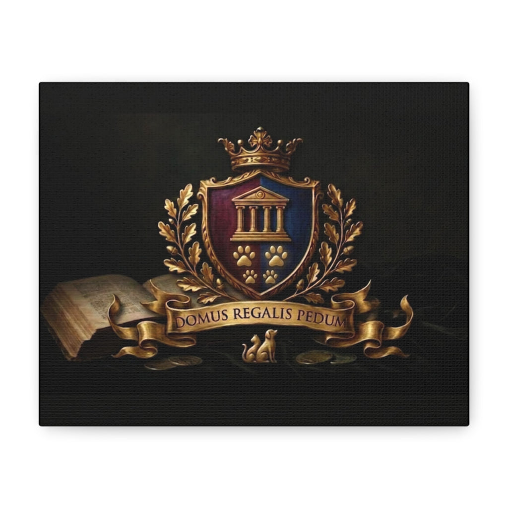 Regal Coat of Arms Canvas Print — 'Domus Regalis Pedum' Matte Stretched Wall Art
