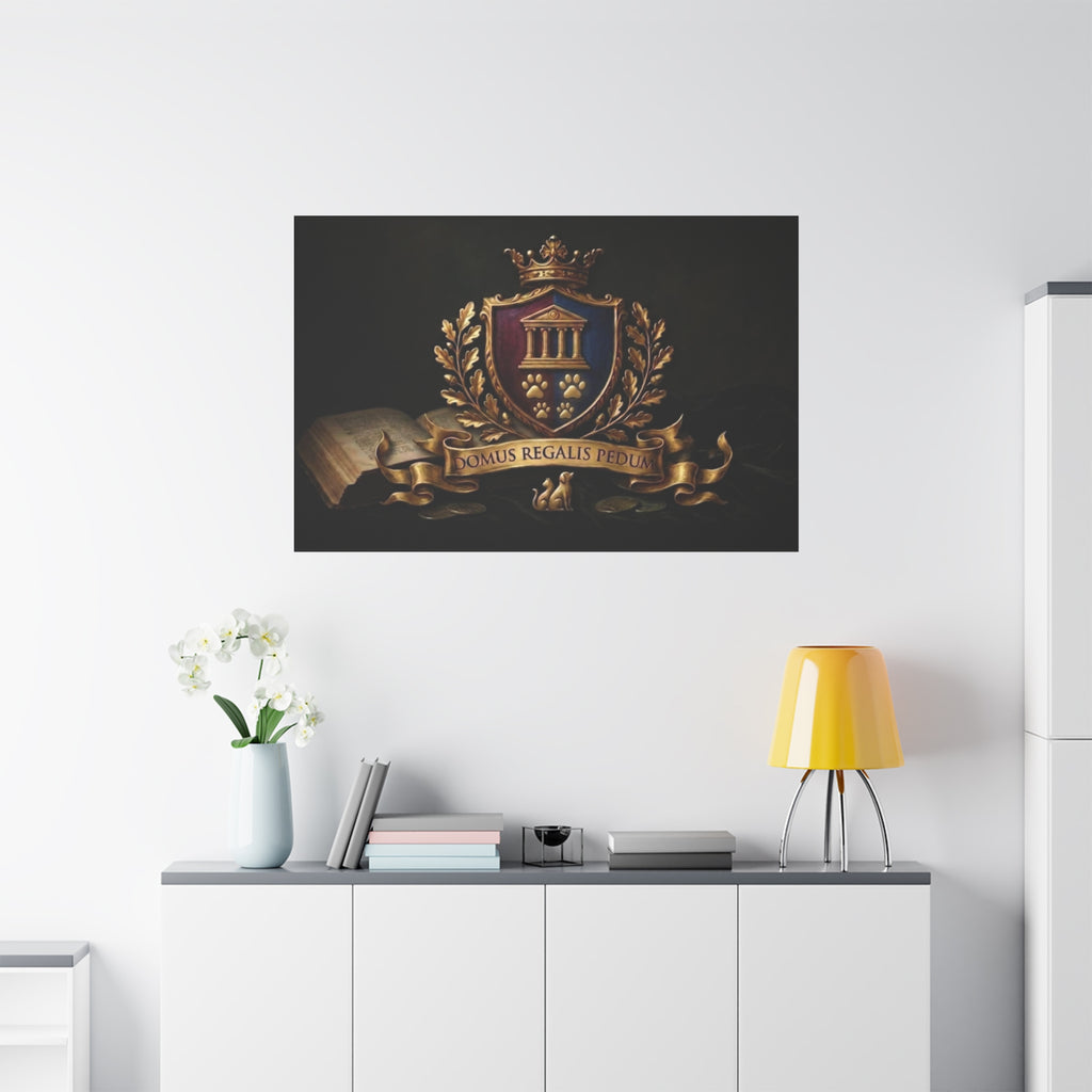 Regal Coat of Arms Canvas Print — 'Domus Regalis Pedum' Matte Stretched Wall Art