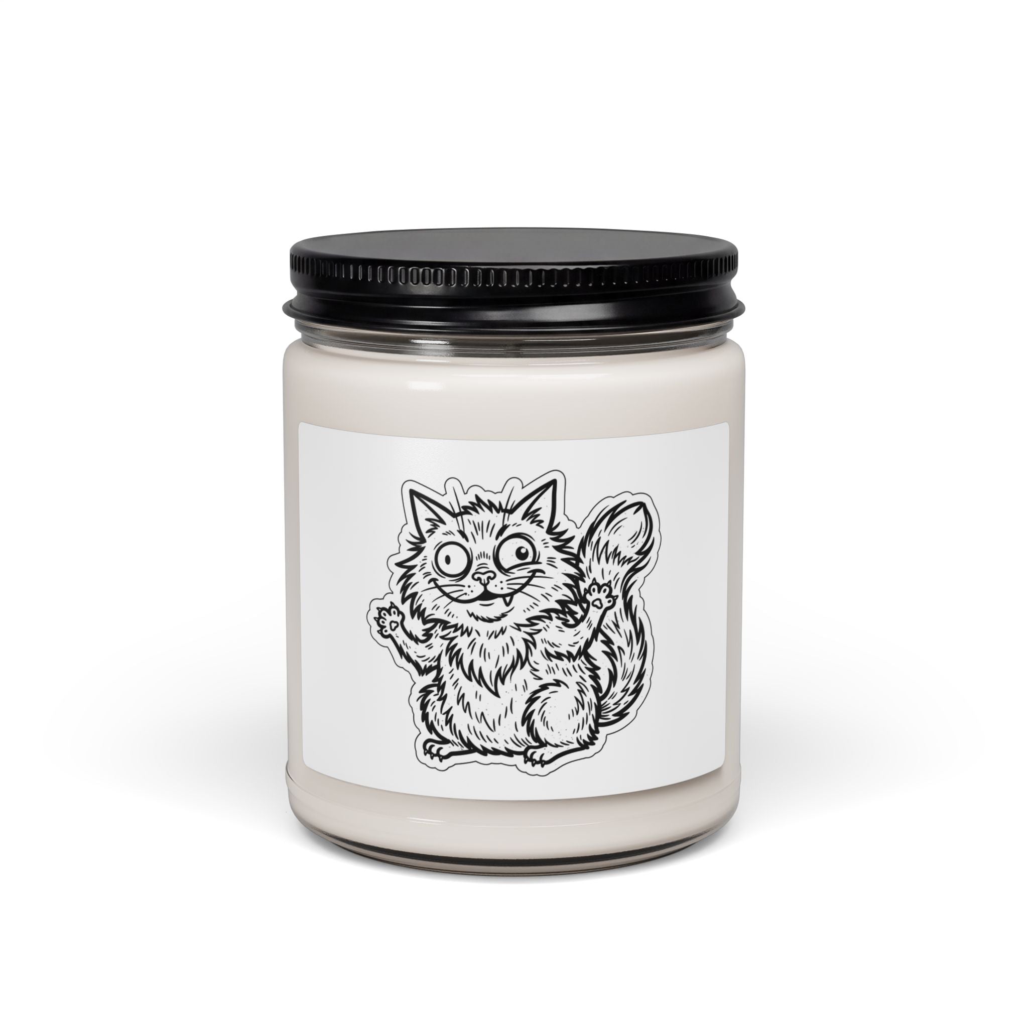 Chaotic Cute Cat Illustration Soy Candle, Feral Era, vintage mascot raccoon vibe
