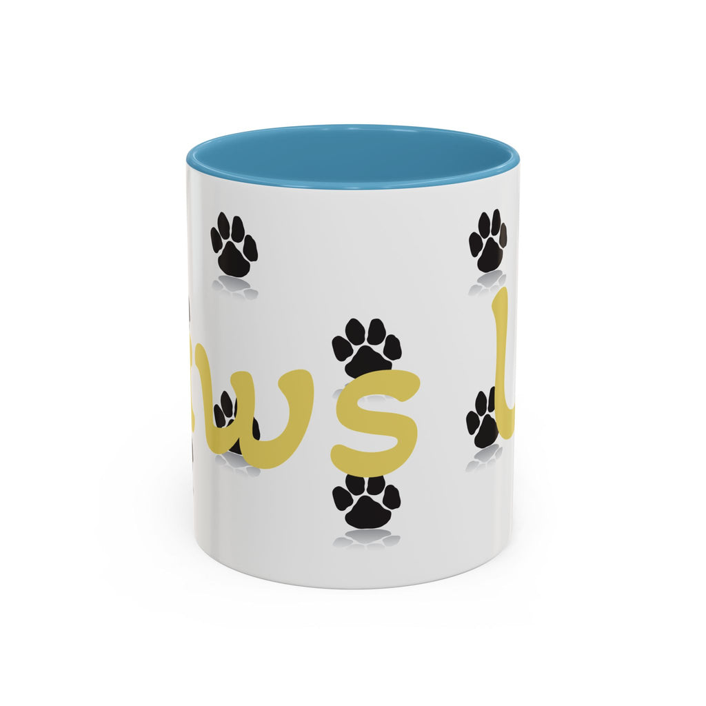 Paws Up Accent Coffee Mug — Cute Pet Lover Cat & Dog Coffee Cup (11/15oz)