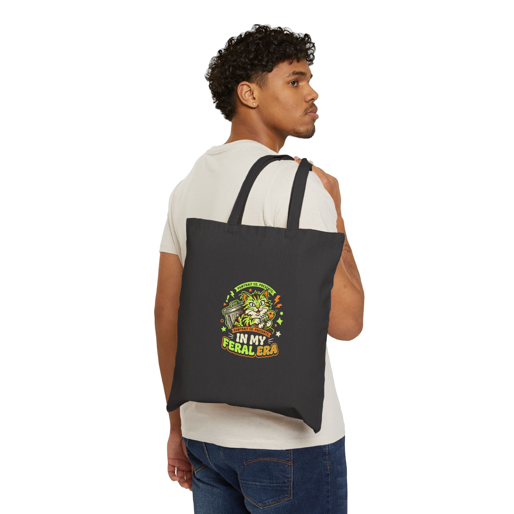Feral Era Cat Mascot Tote Bag — Chaotic Cute Unhinged Introvert Gift