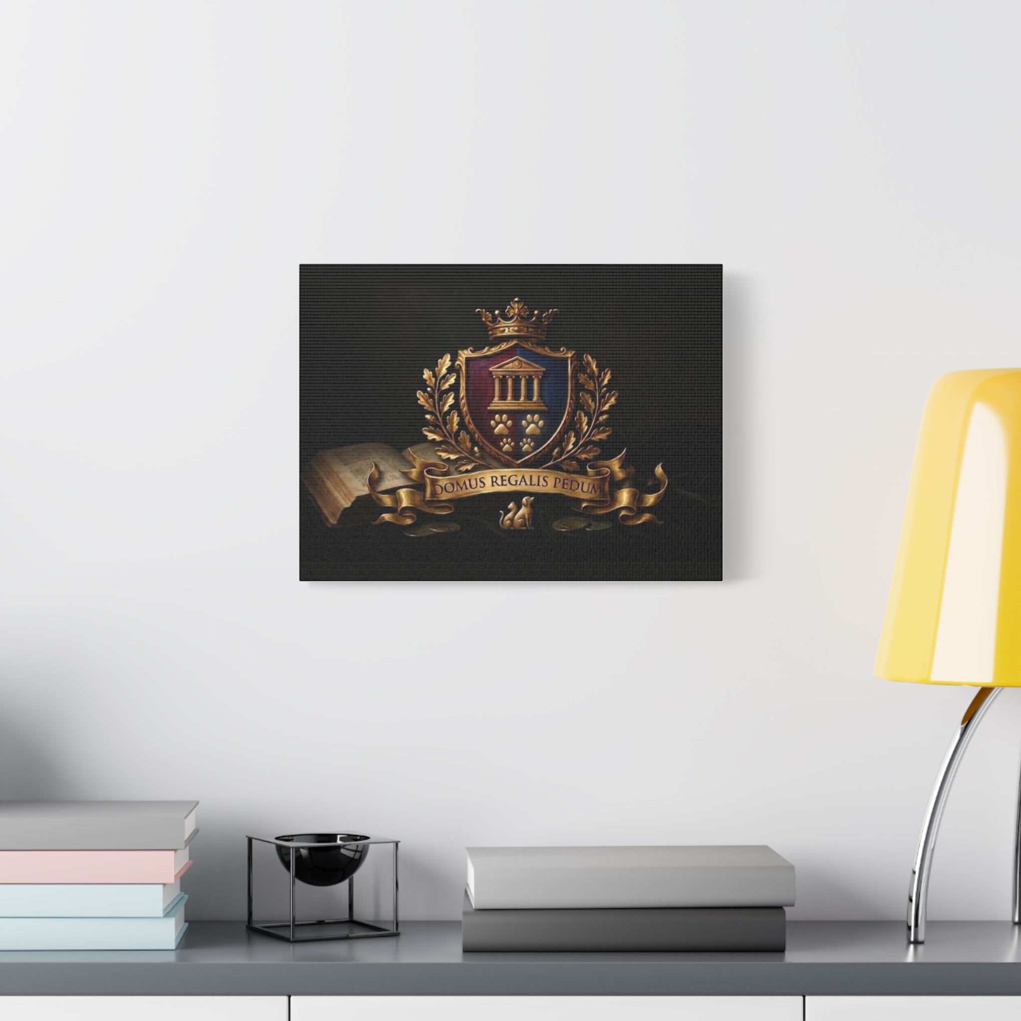Regal Coat of Arms Canvas Print — 'Domus Regalis Pedum' Matte Stretched Wall Art