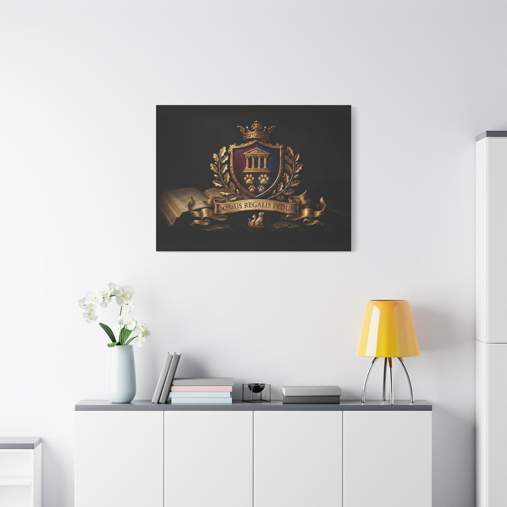 Regal Coat of Arms Canvas Print — 'Domus Regalis Pedum' Matte Stretched Wall Art