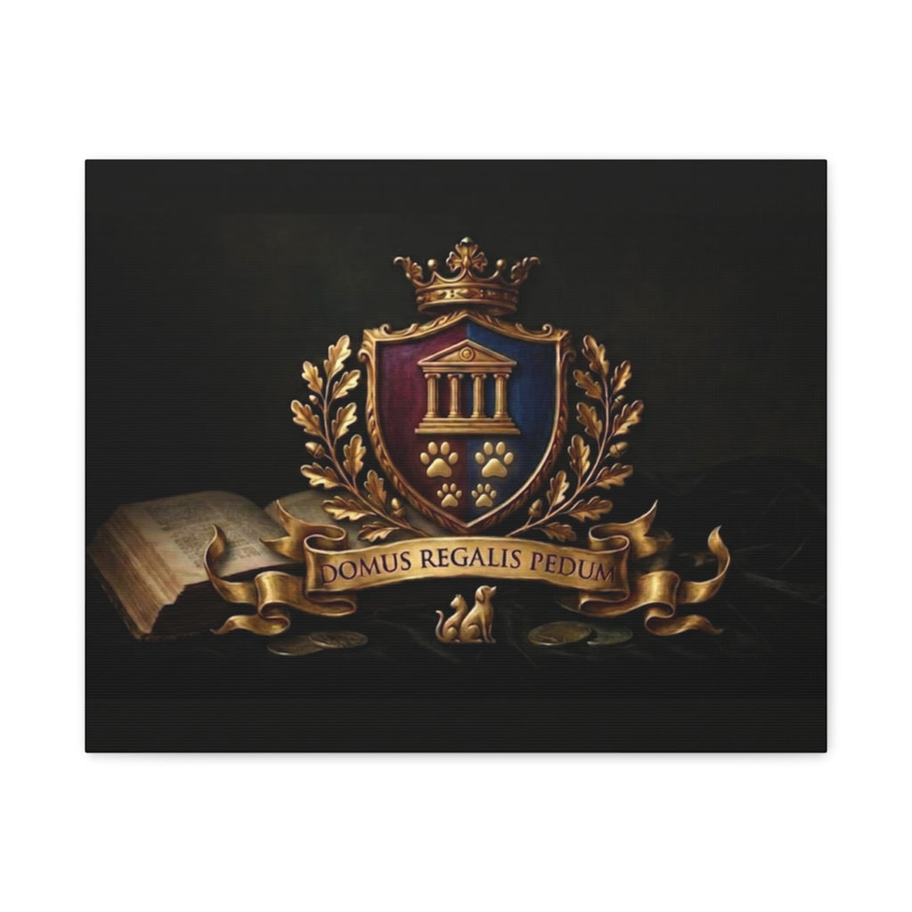 Regal Coat of Arms Canvas Print — 'Domus Regalis Pedum' Matte Stretched Wall Art