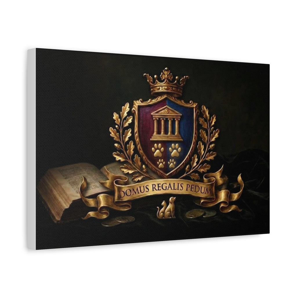Regal Coat of Arms Canvas Print — 'Domus Regalis Pedum' Matte Stretched Wall Art