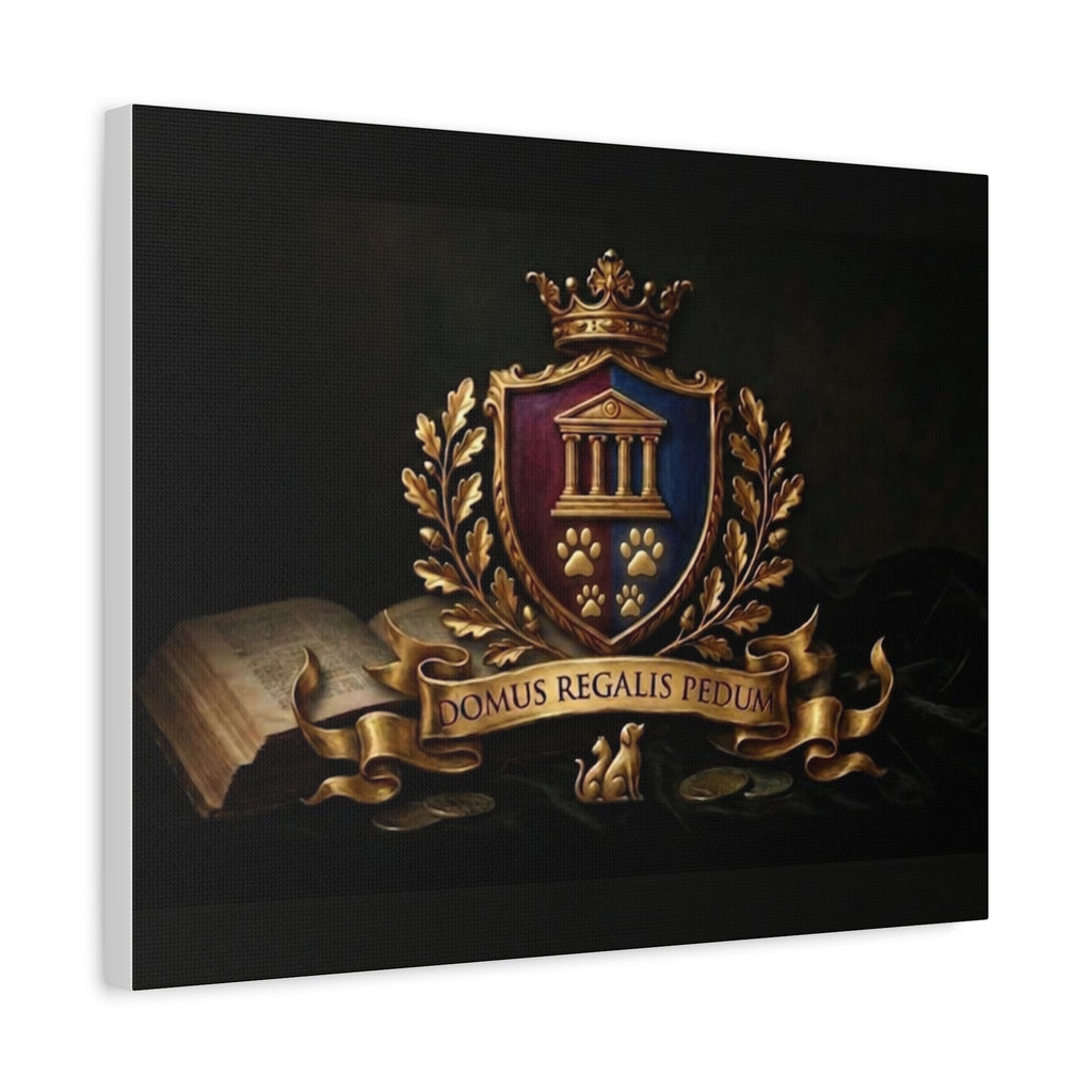 Regal Coat of Arms Canvas Print — 'Domus Regalis Pedum' Matte Stretched Wall Art