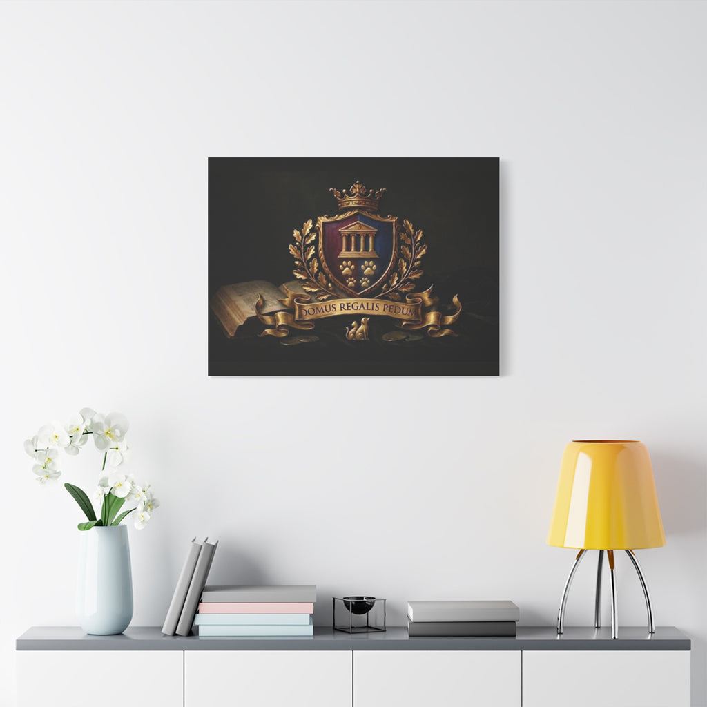 Regal Coat of Arms Canvas Print — 'Domus Regalis Pedum' Matte Stretched Wall Art