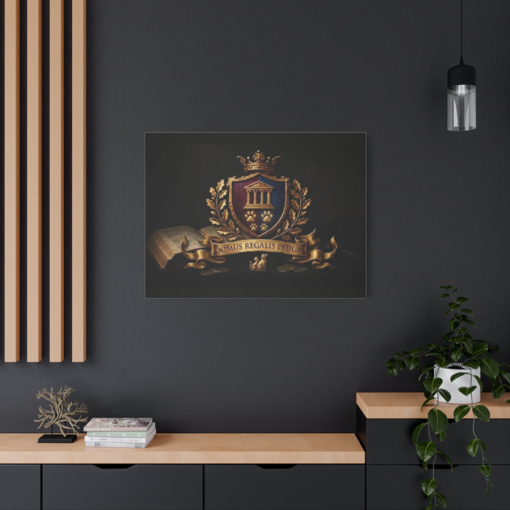 Regal Coat of Arms Canvas Print — 'Domus Regalis Pedum' Matte Stretched Wall Art