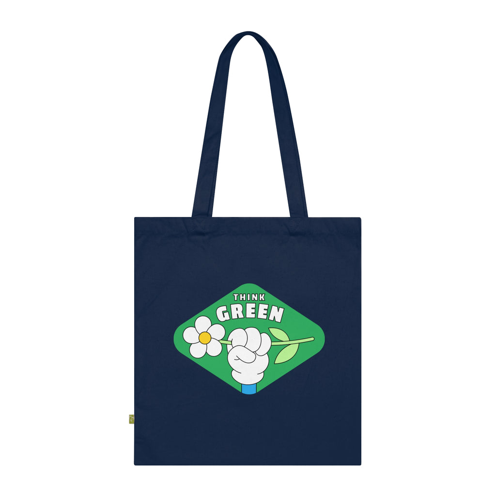 Think Green Floral Tote Bag — Organic Cotton Eco Shopper