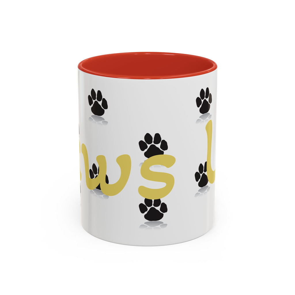 Paws Up Accent Coffee Mug — Cute Pet Lover Cat & Dog Coffee Cup (11/15oz)