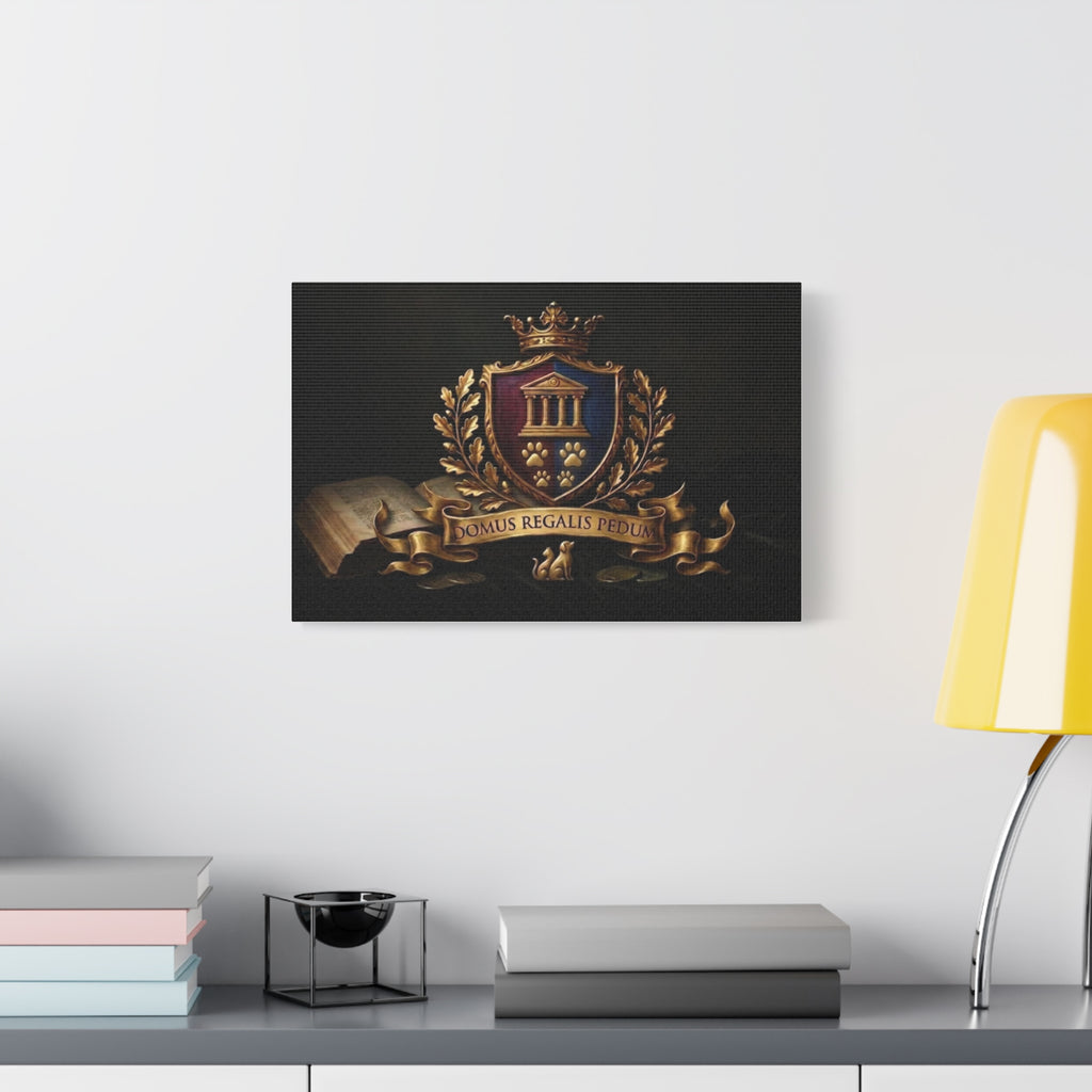 Regal Coat of Arms Canvas Print — 'Domus Regalis Pedum' Matte Stretched Wall Art
