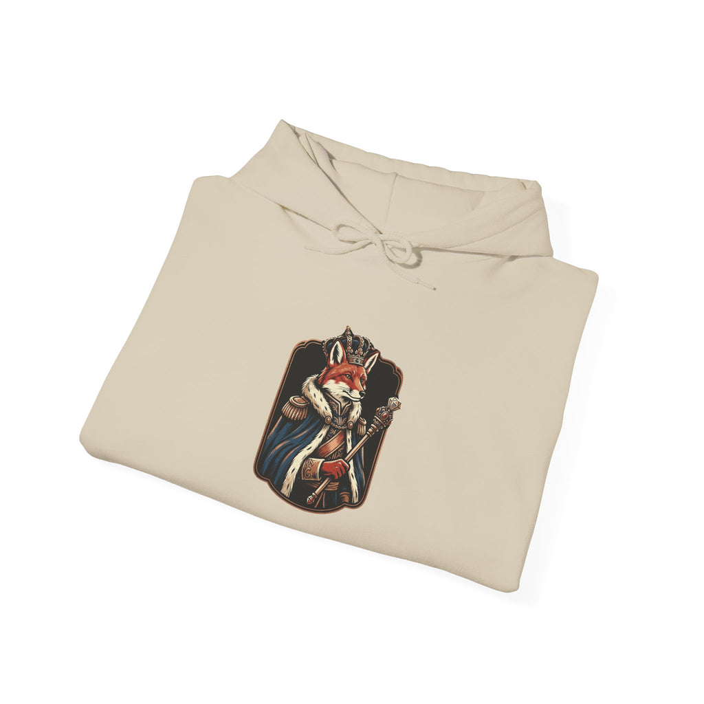 Feral Era Royal Fox Hoodie featuring a vintage-print Royal Fox design in distressed cream and copper ink.