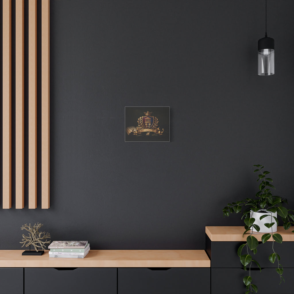 Regal Coat of Arms Canvas Print — 'Domus Regalis Pedum' Matte Stretched Wall Art