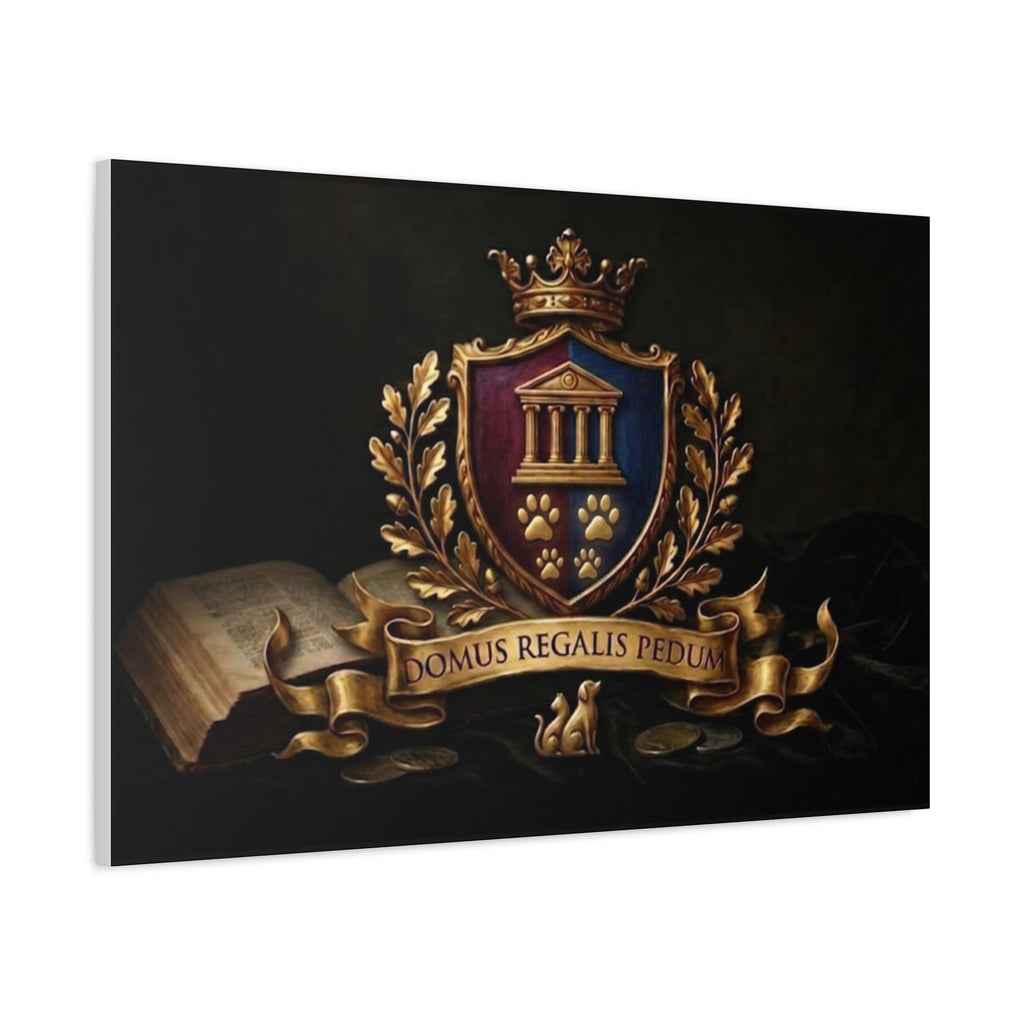 Regal Coat of Arms Canvas Print — 'Domus Regalis Pedum' Matte Stretched Wall Art