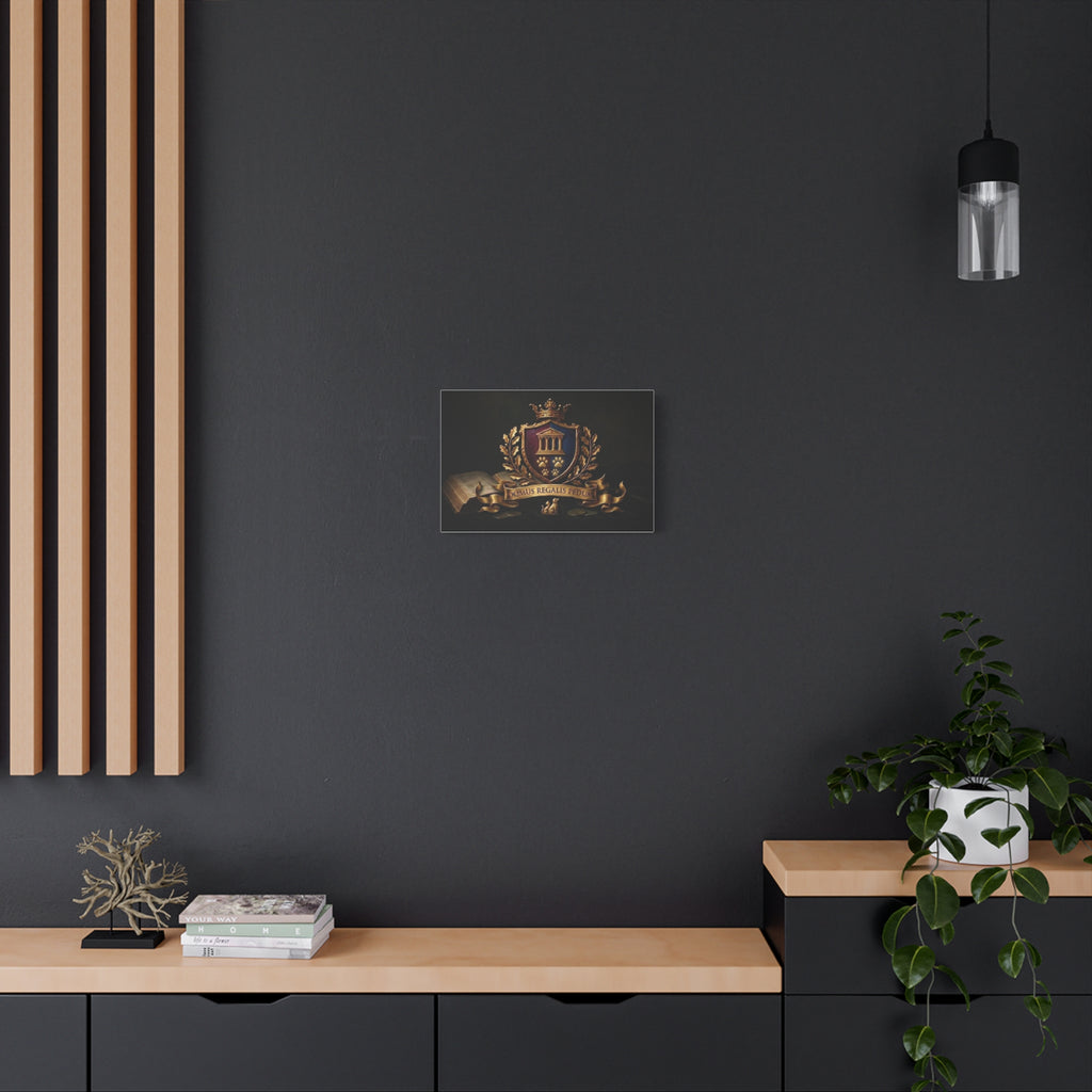 Regal Coat of Arms Canvas Print — 'Domus Regalis Pedum' Matte Stretched Wall Art