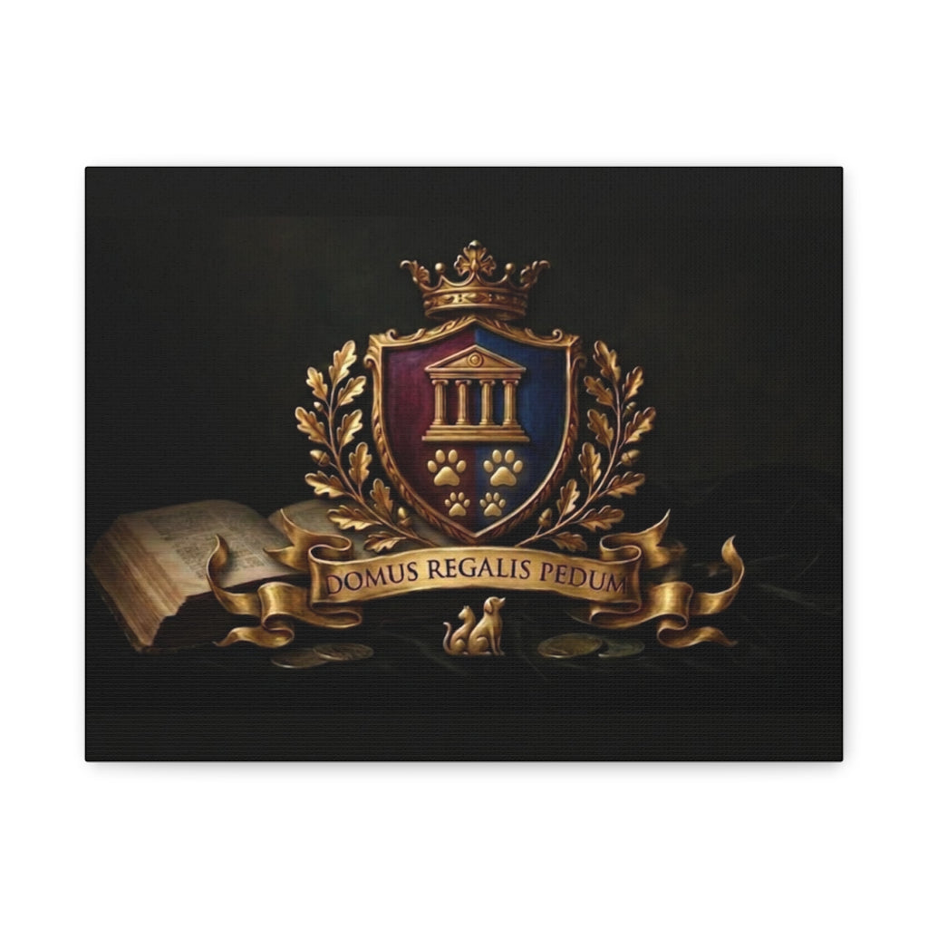 Regal Coat of Arms Canvas Print — 'Domus Regalis Pedum' Matte Stretched Wall Art