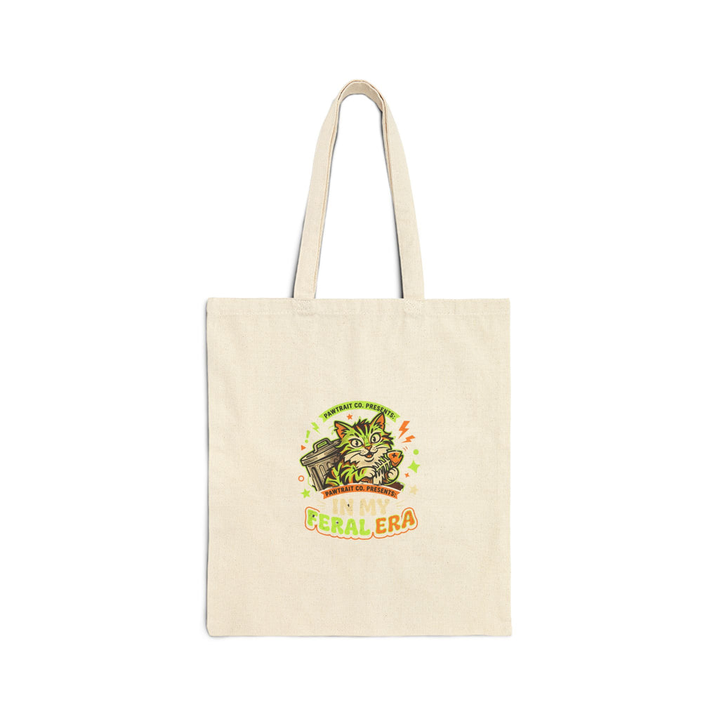 Feral Era Cat Mascot Tote Bag — Chaotic Cute Unhinged Introvert Gift