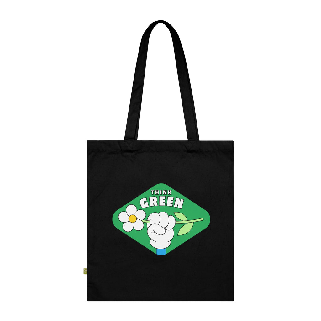 Think Green Floral Tote Bag — Organic Cotton Eco Shopper
