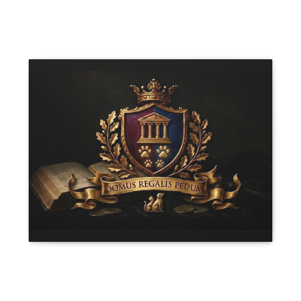 Regal Coat of Arms Canvas Print — 'Domus Regalis Pedum' Matte Stretched Wall Art