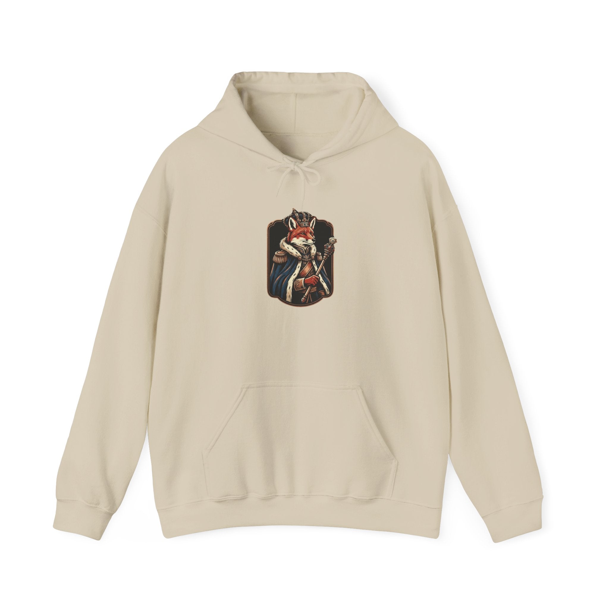 Feral Era Royal Fox Hoodie featuring vintage-print Royal Fox design in distressed cream and copper ink.