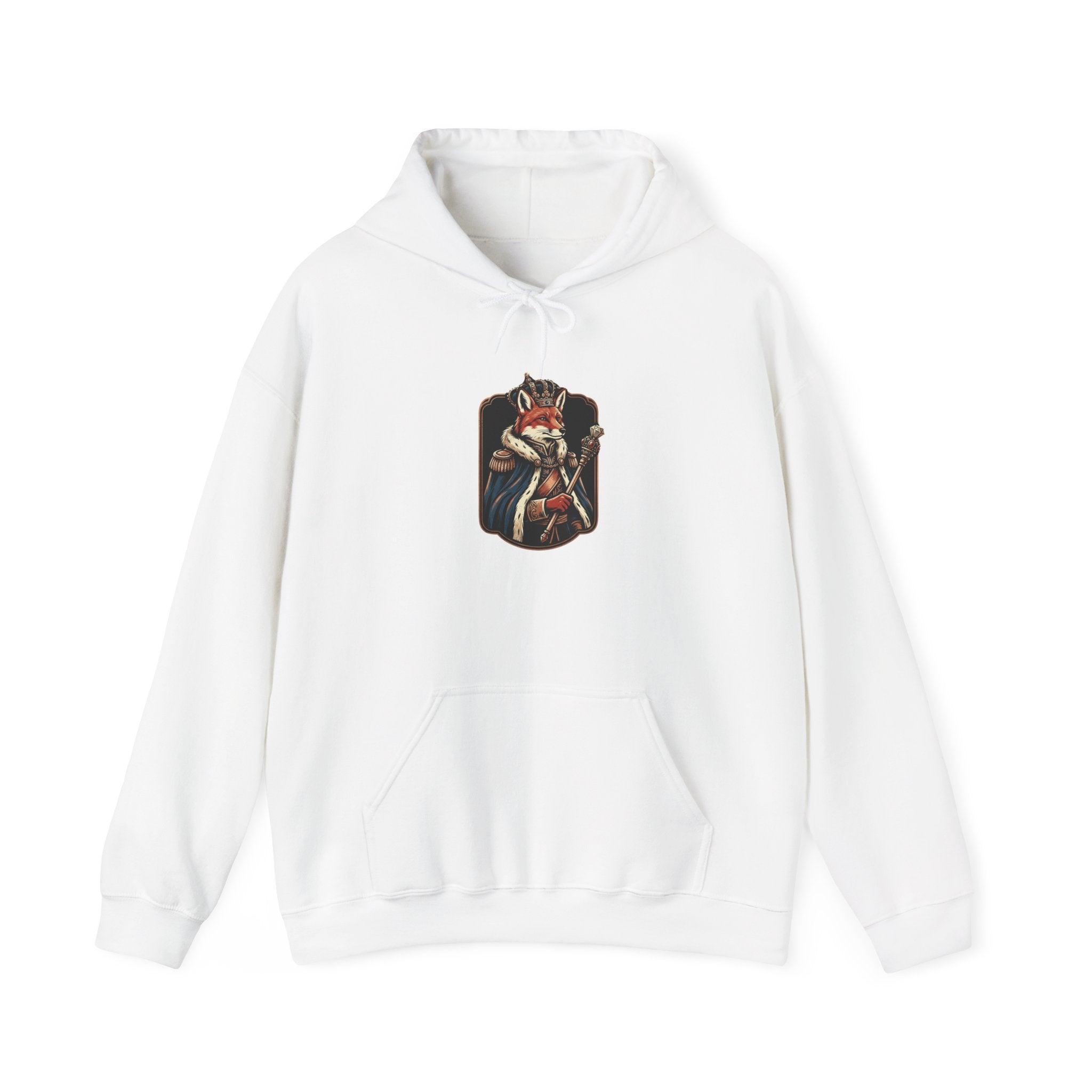 Feral Era Royal Fox Hoodie featuring a vintage print design on a cream-colored sweatshirt.