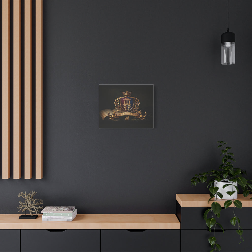 Regal Coat of Arms Canvas Print — 'Domus Regalis Pedum' Matte Stretched Wall Art