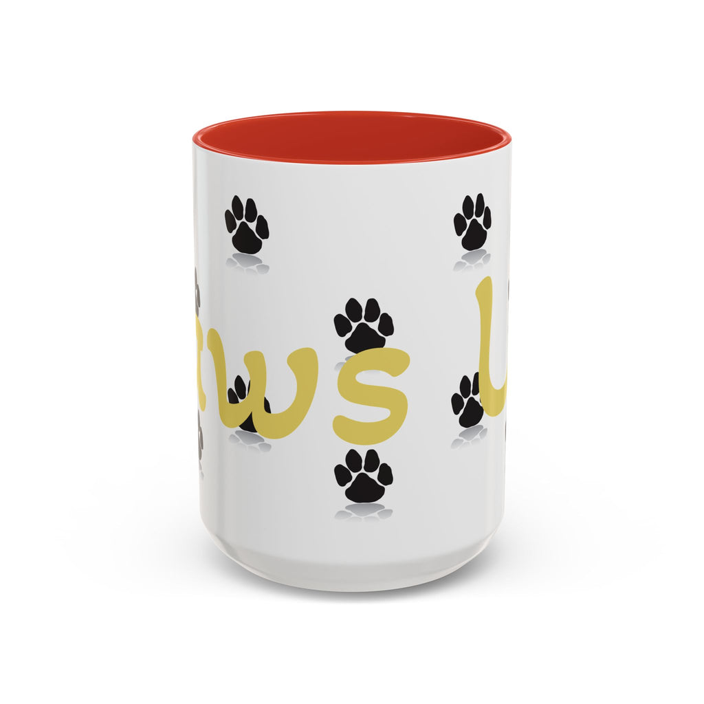Paws Up Accent Coffee Mug — Cute Pet Lover Cat & Dog Coffee Cup (11/15oz)