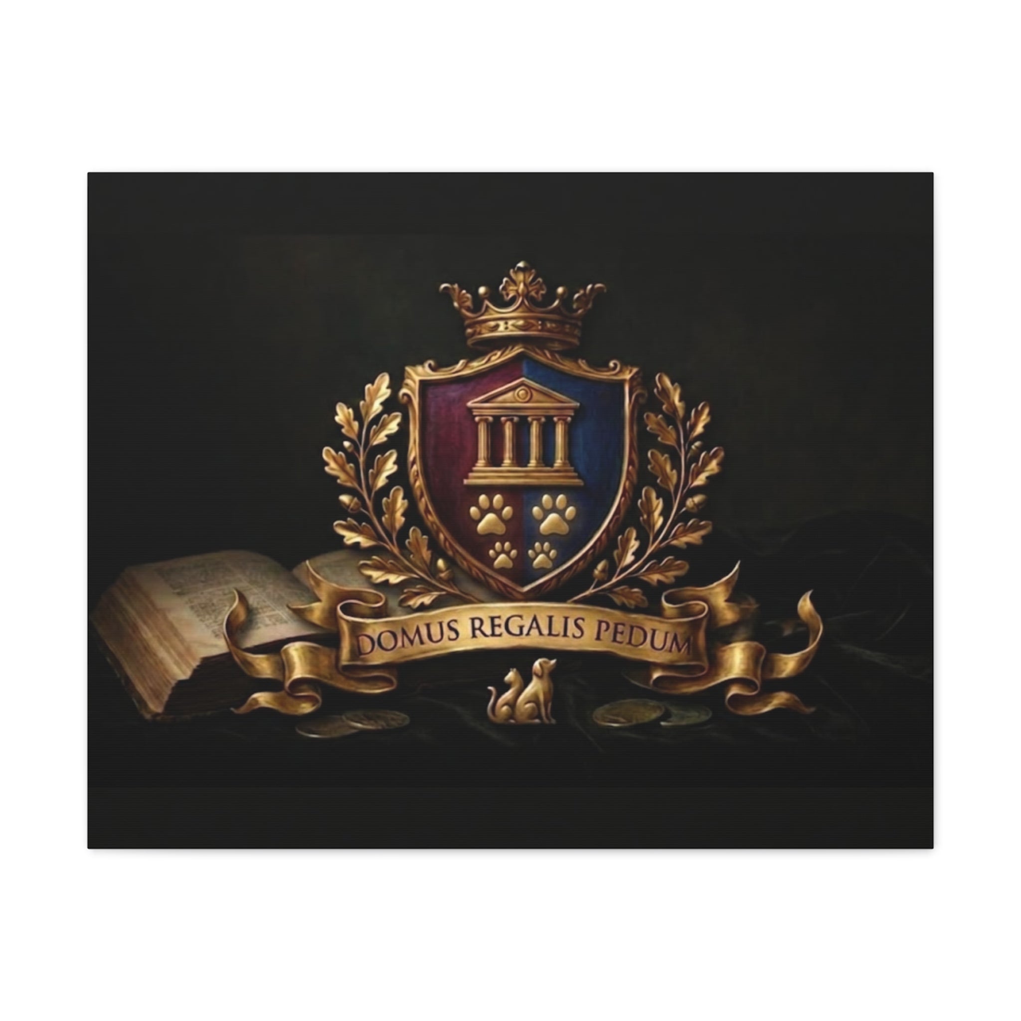 Regal Coat of Arms Canvas Print — 'Domus Regalis Pedum' Matte Stretched Wall Art