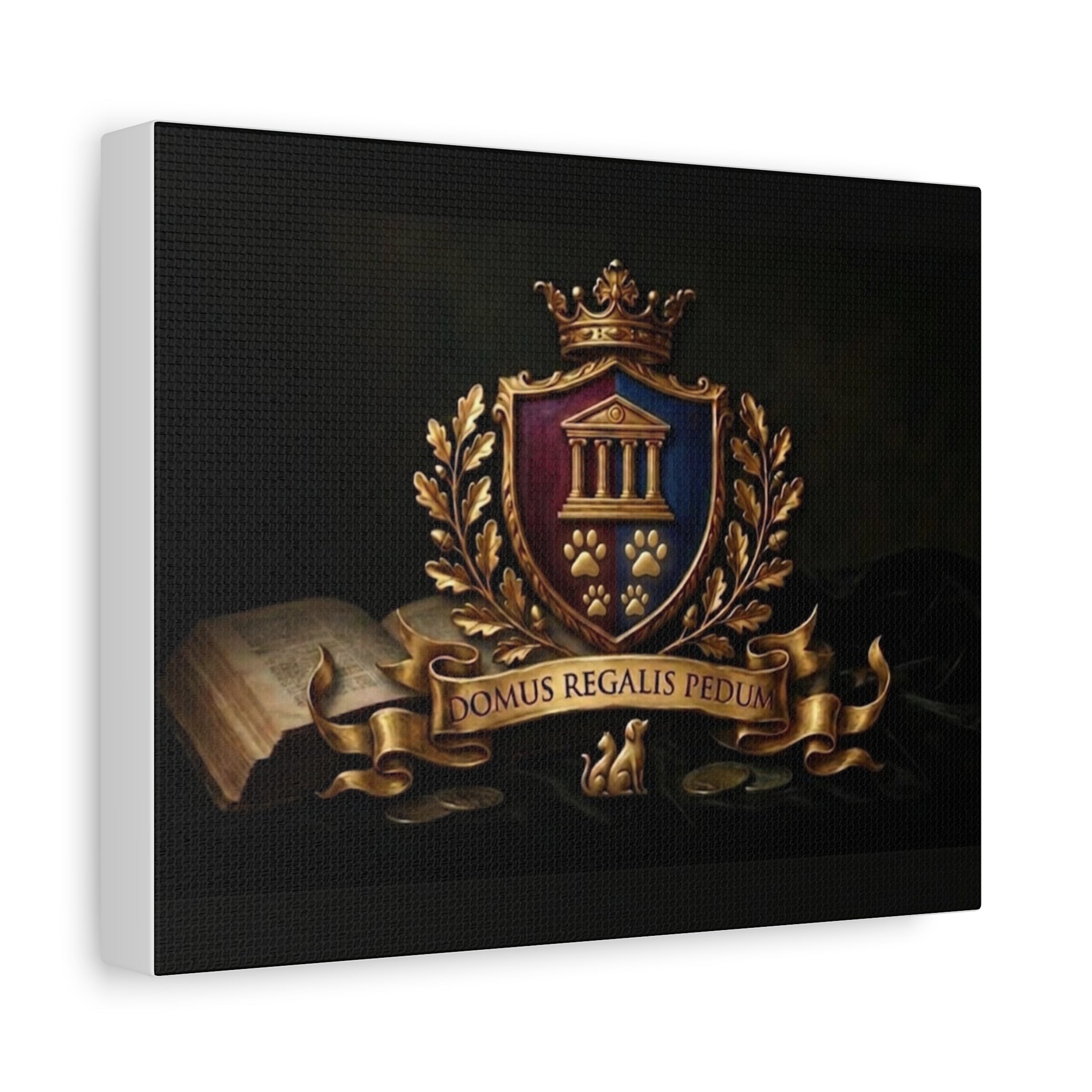 Regal Coat of Arms Canvas Print — 'Domus Regalis Pedum' Matte Stretched Wall Art