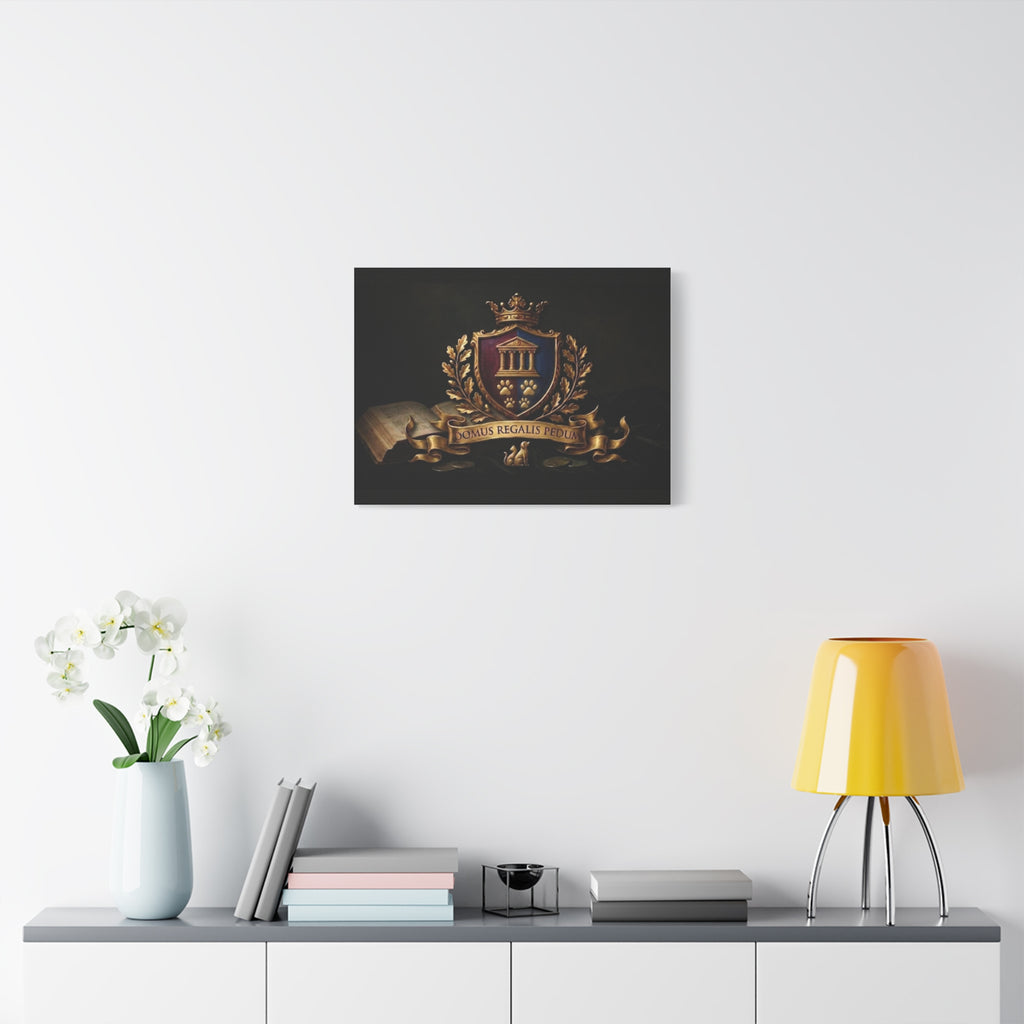 Regal Coat of Arms Canvas Print — 'Domus Regalis Pedum' Matte Stretched Wall Art