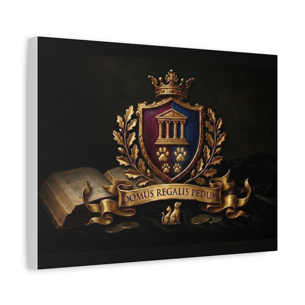 Regal Coat of Arms Canvas Print — 'Domus Regalis Pedum' Matte Stretched Wall Art