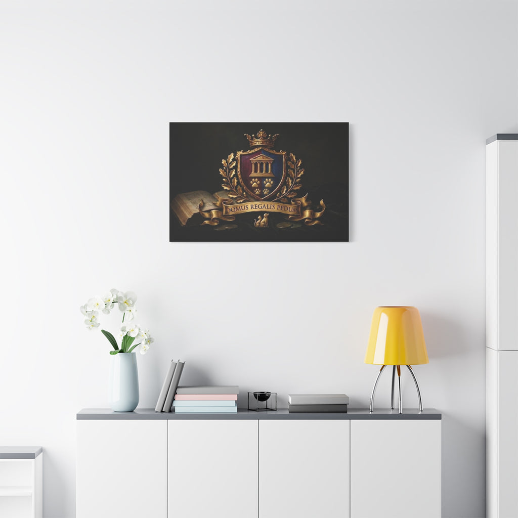 Regal Coat of Arms Canvas Print — 'Domus Regalis Pedum' Matte Stretched Wall Art