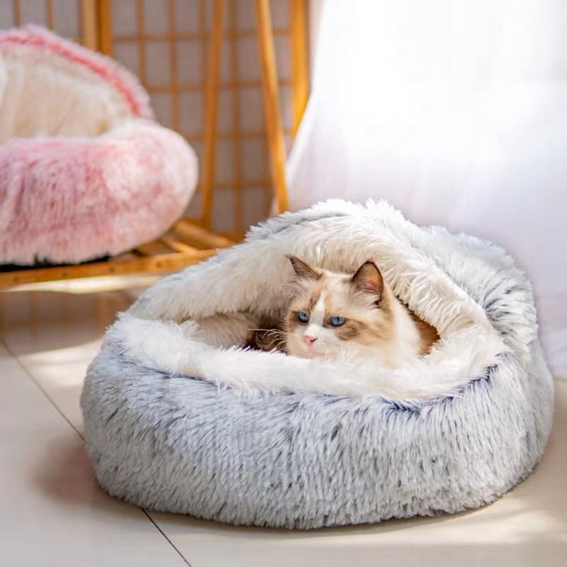 Semi-Closed Cat Bed Nest — Cozy Cave Pet Bed