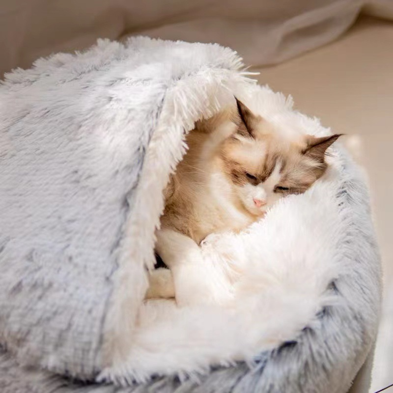 Semi-Closed Cat Bed Nest — Cozy Cave Pet Bed