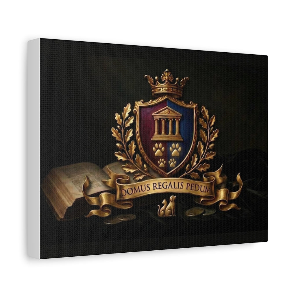 Regal Coat of Arms Canvas Print — 'Domus Regalis Pedum' Matte Stretched Wall Art