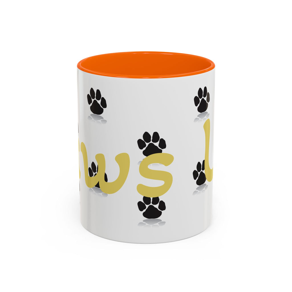 Paws Up Accent Coffee Mug — Cute Pet Lover Cat & Dog Coffee Cup (11/15oz)