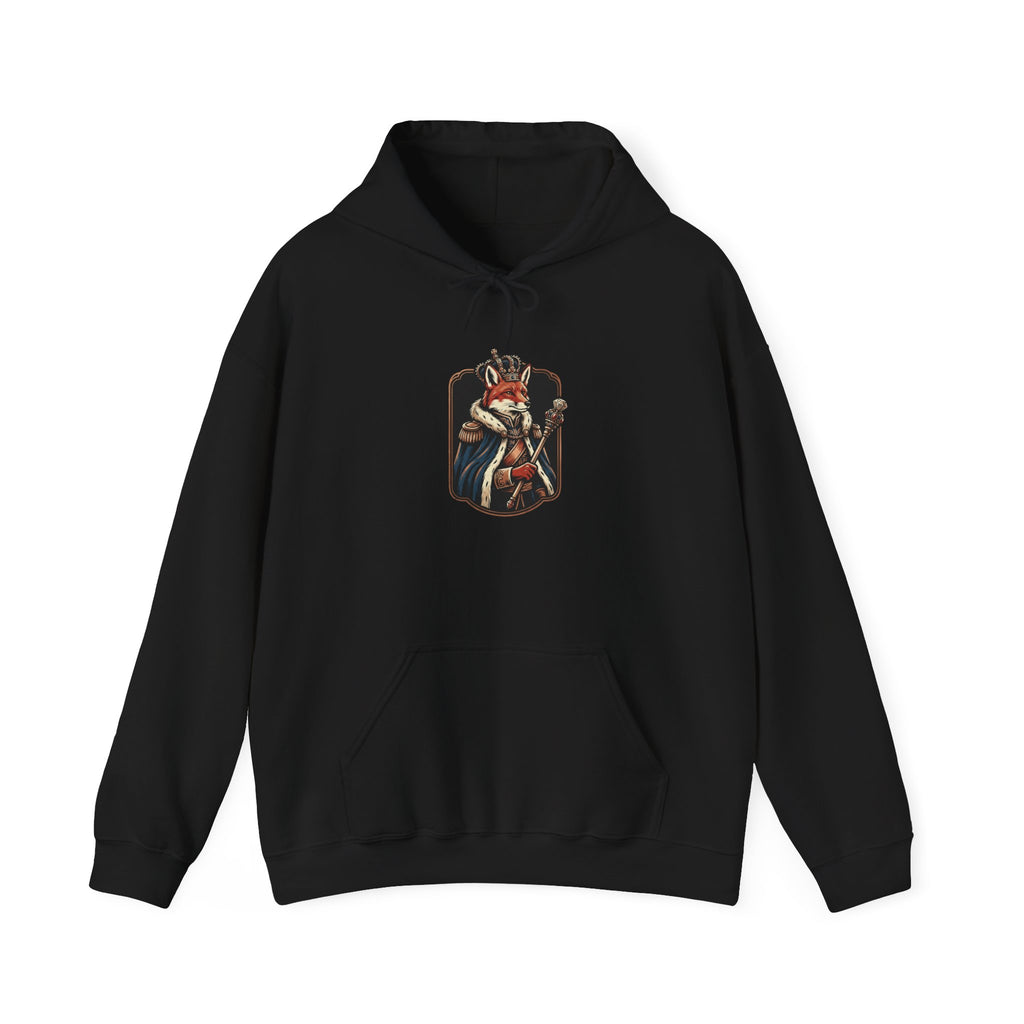 Feral Era Royal Fox Hoodie featuring vintage Royal Fox design in distressed cream and copper on a black background.