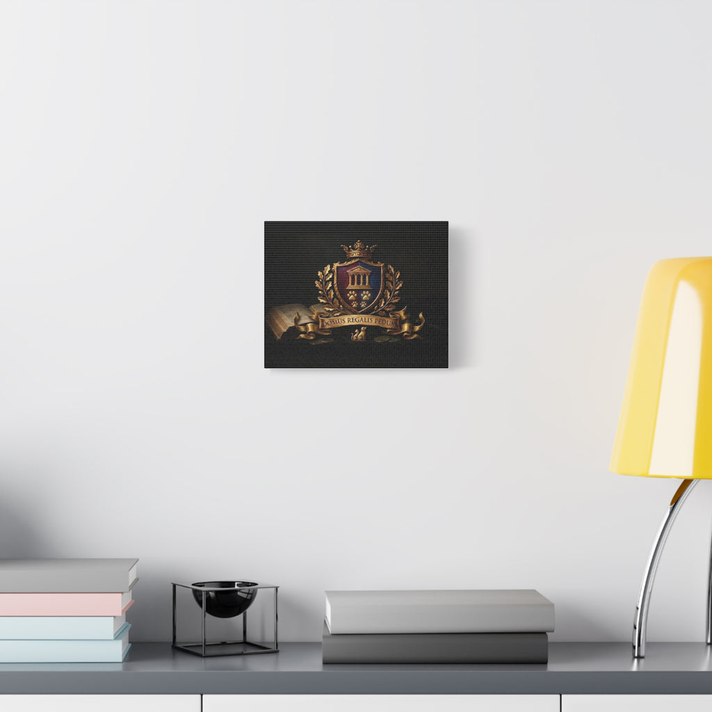Regal Coat of Arms Canvas Print — 'Domus Regalis Pedum' Matte Stretched Wall Art
