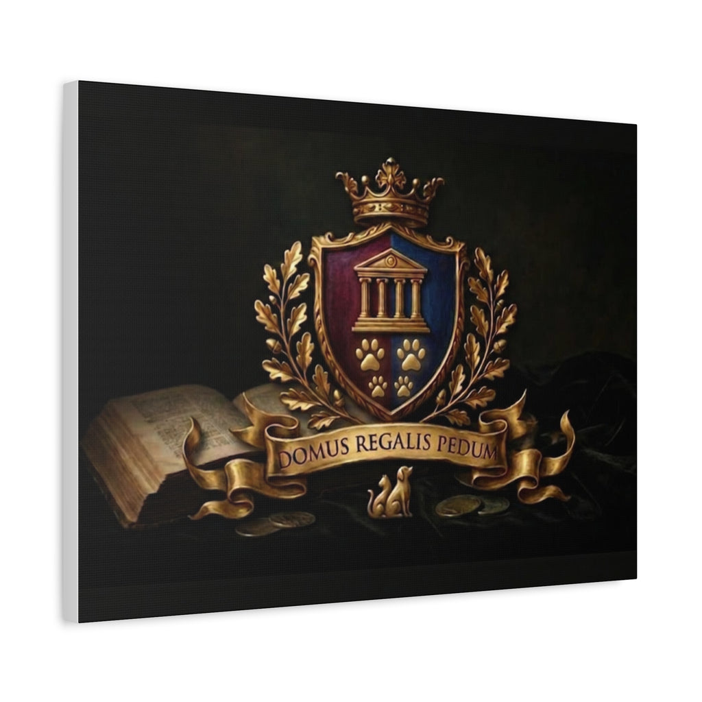 Regal Coat of Arms Canvas Print — 'Domus Regalis Pedum' Matte Stretched Wall Art