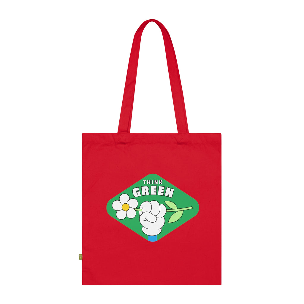 Think Green Floral Tote Bag — Organic Cotton Eco Shopper