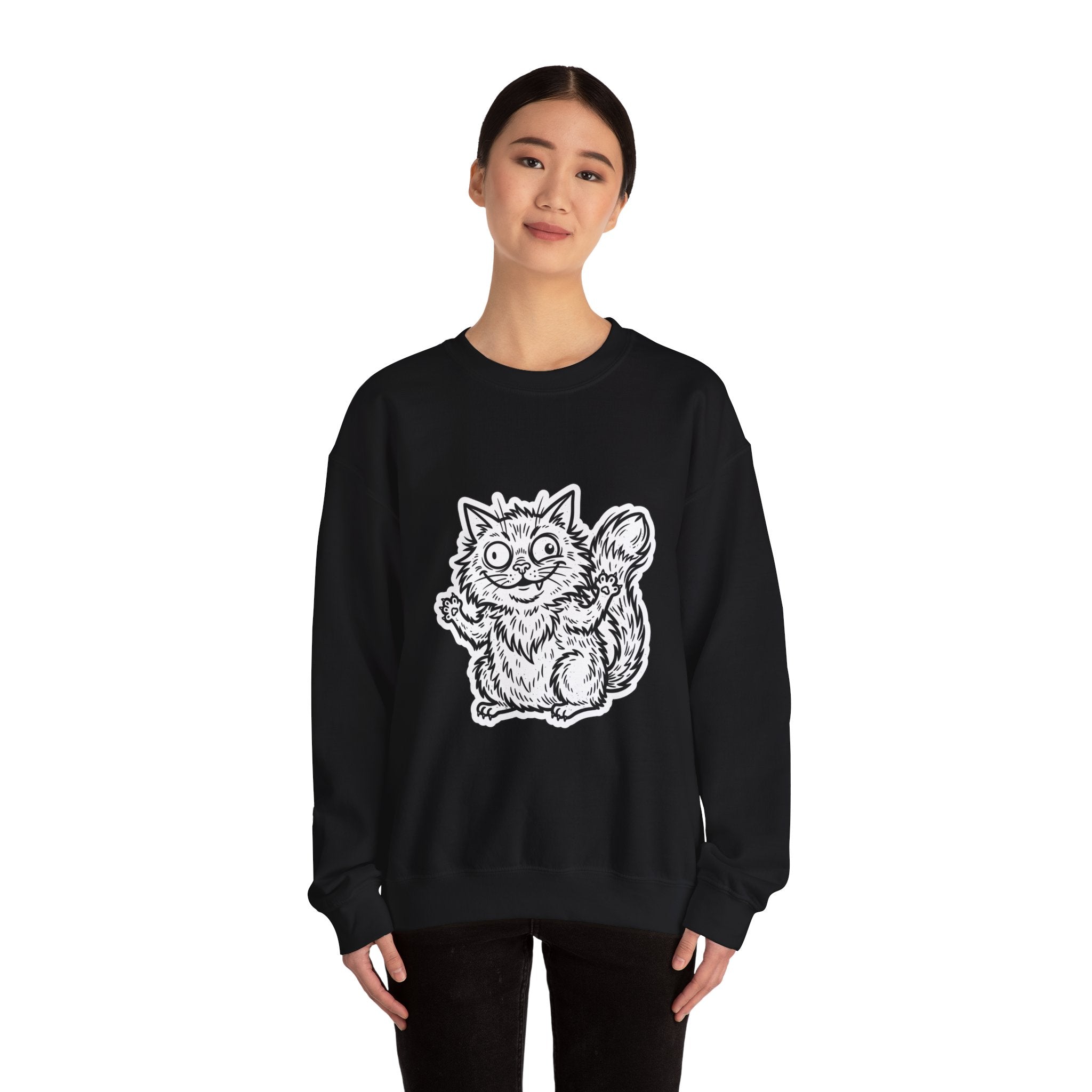 Chaotic Cute Feral Cat Crewneck Sweatshirt